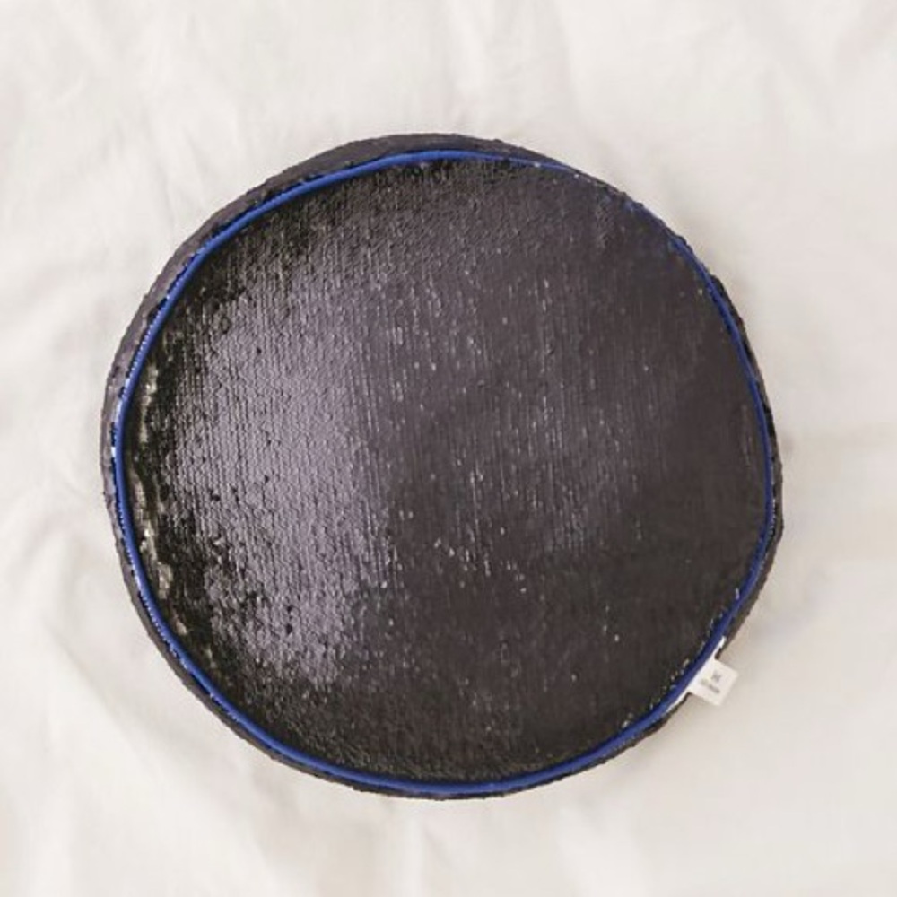 Black and Blue Sequin Round Pillow
